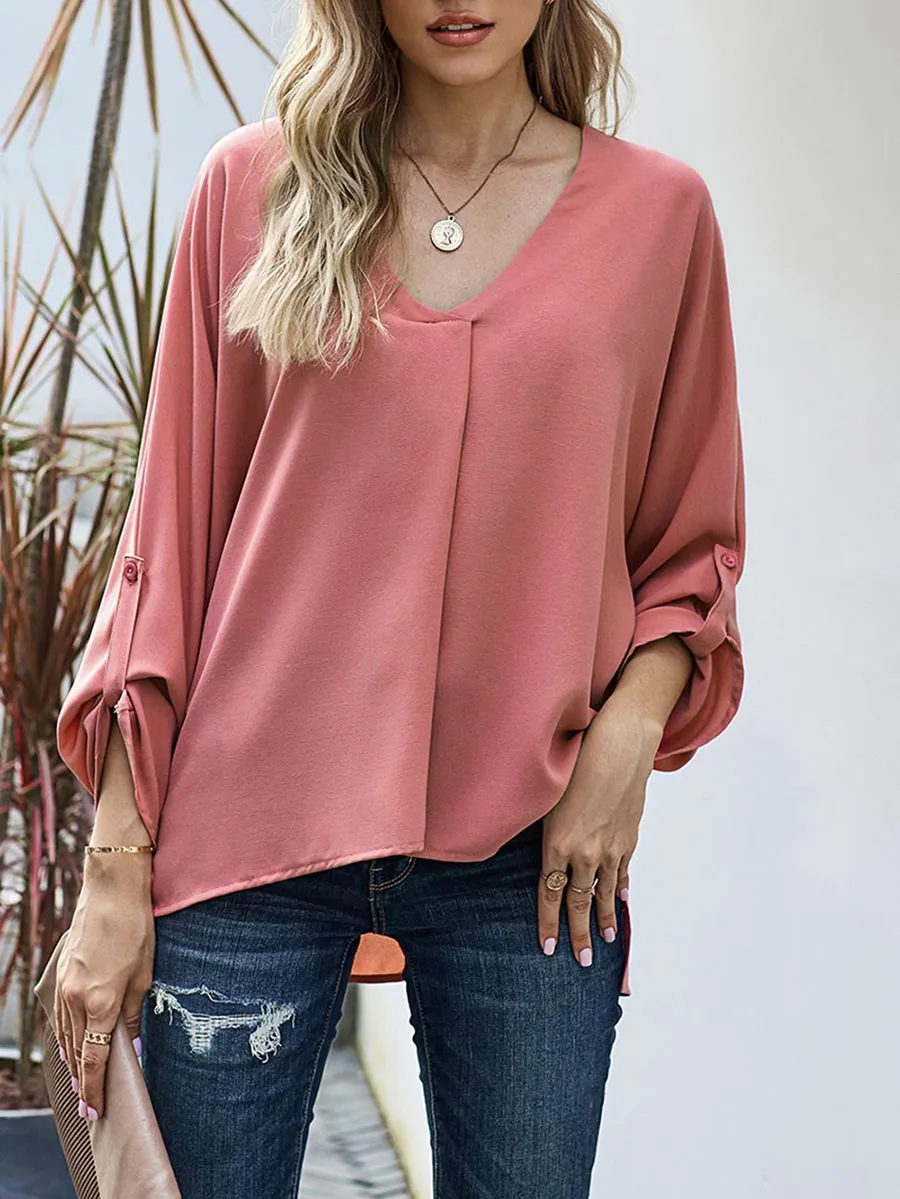 Stunncal Sexy V-Neck Loose Long-Sleeved Tops (7 colors)