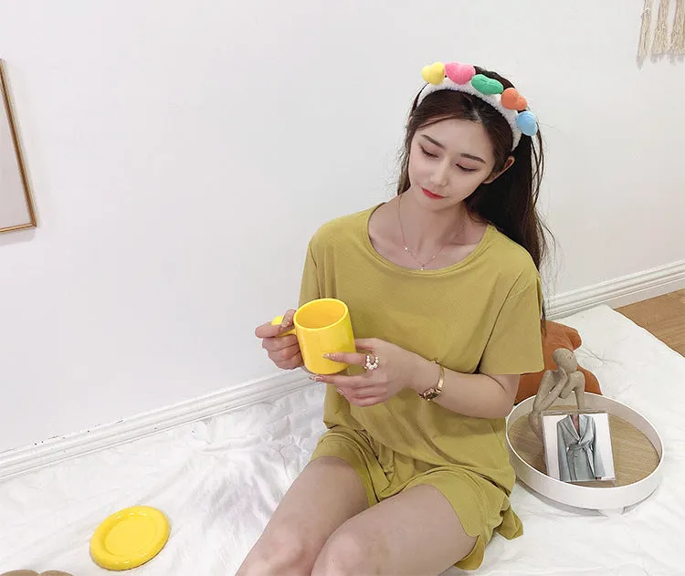 Summer Three-Piece Korean Trendy Casual Loose Silk Loungewear Modal Sets Sleepwear