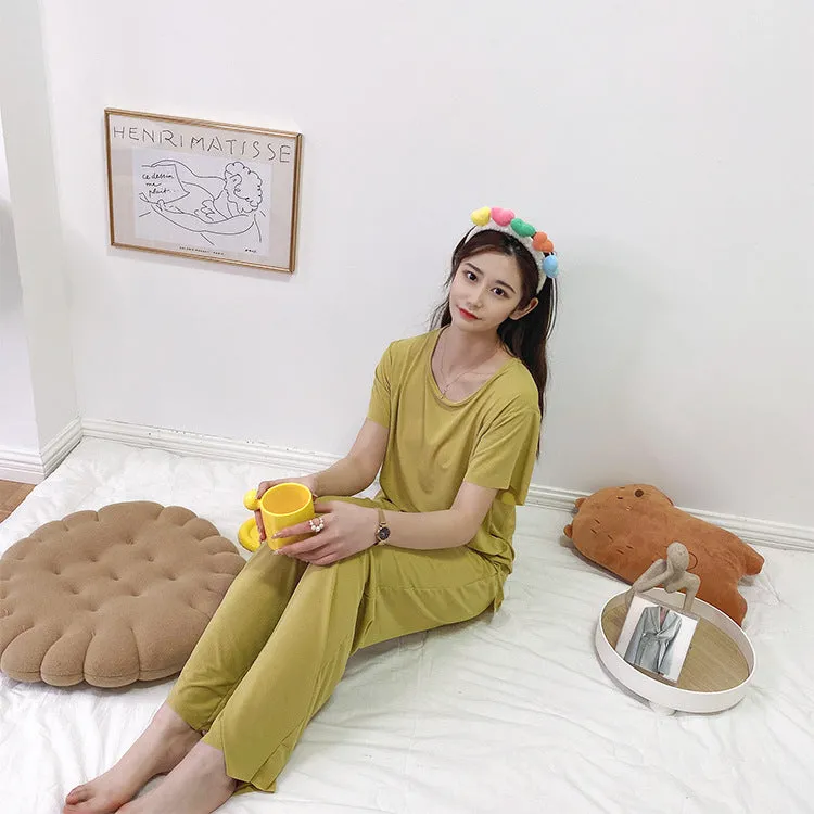 Summer Three-Piece Korean Trendy Casual Loose Silk Loungewear Modal Sets Sleepwear