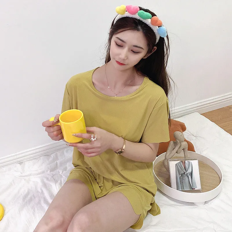Summer Three-Piece Korean Trendy Casual Loose Silk Loungewear Modal Sets Sleepwear