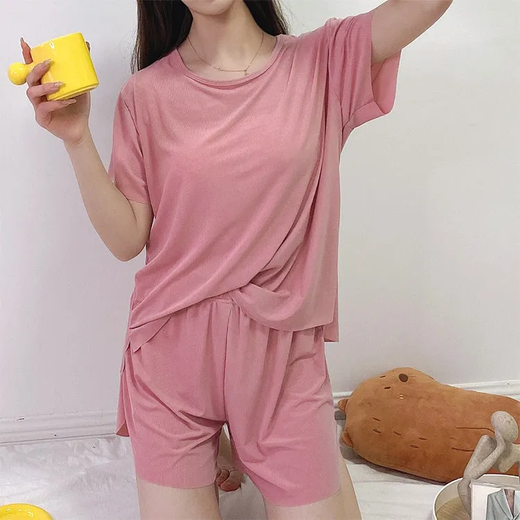 Summer Three-Piece Korean Trendy Casual Loose Silk Loungewear Modal Sets Sleepwear