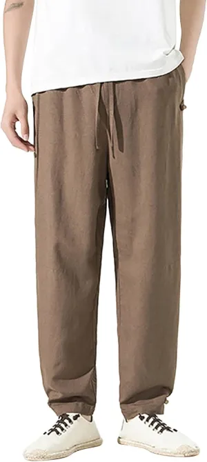 SUWBMHWE Harem Pants Men Mens Everyday Wear Lounge Japanese with Pockets Shorts Summer Beach Linen for Oversized Yoga