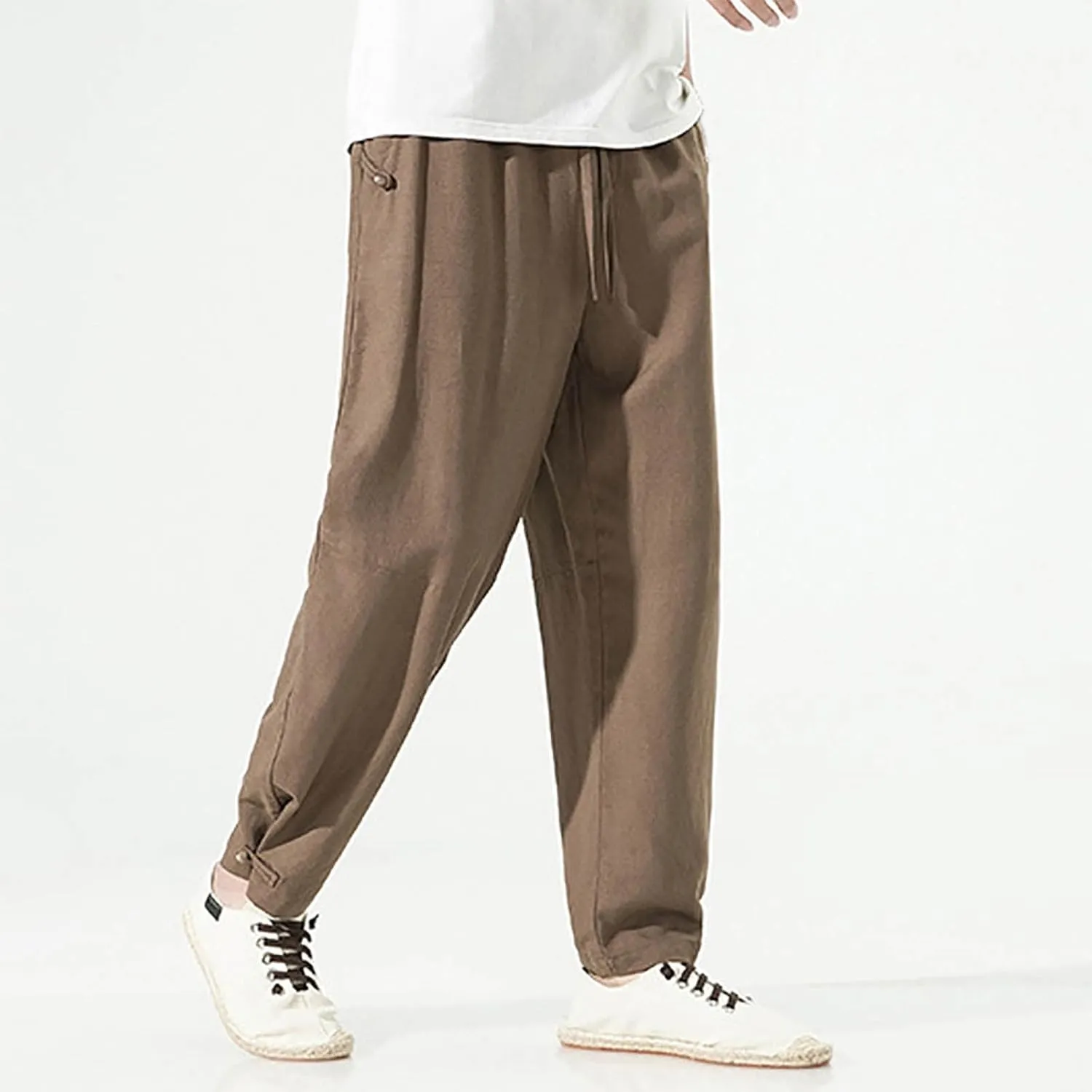 SUWBMHWE Harem Pants Men Mens Everyday Wear Lounge Japanese with Pockets Shorts Summer Beach Linen for Oversized Yoga