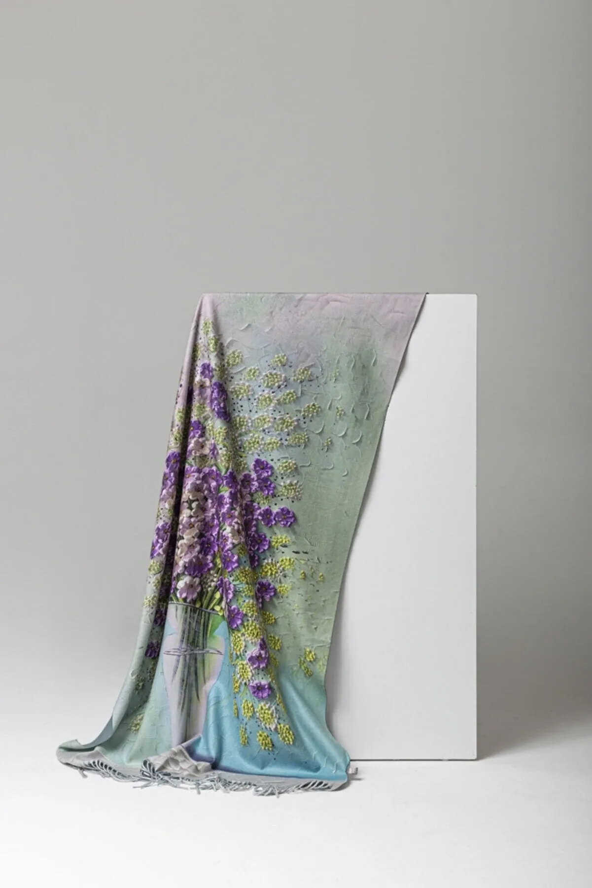 Teal Purple Flower Soft Fluff Flower Modal Scarves