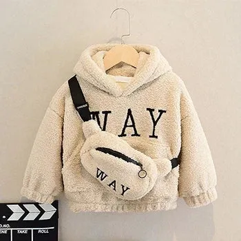 Toddler Kids Baby Girls Boys Cute Hoodies Sweater Winter Warm Top Long Sleeve Fur Pullover Thick Warm Clothes With Bag 2-9 Years