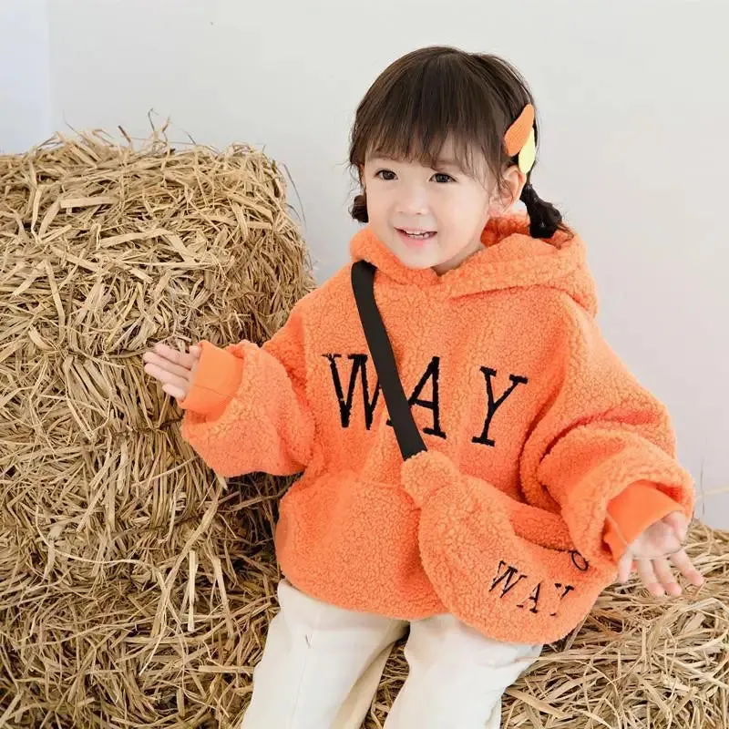 Toddler Kids Baby Girls Boys Cute Hoodies Sweater Winter Warm Top Long Sleeve Fur Pullover Thick Warm Clothes With Bag 2-9 Years