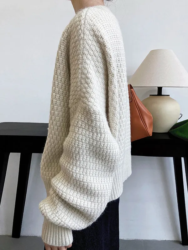 Trendy Loose Solid Color V-Neck Cardigan Tops