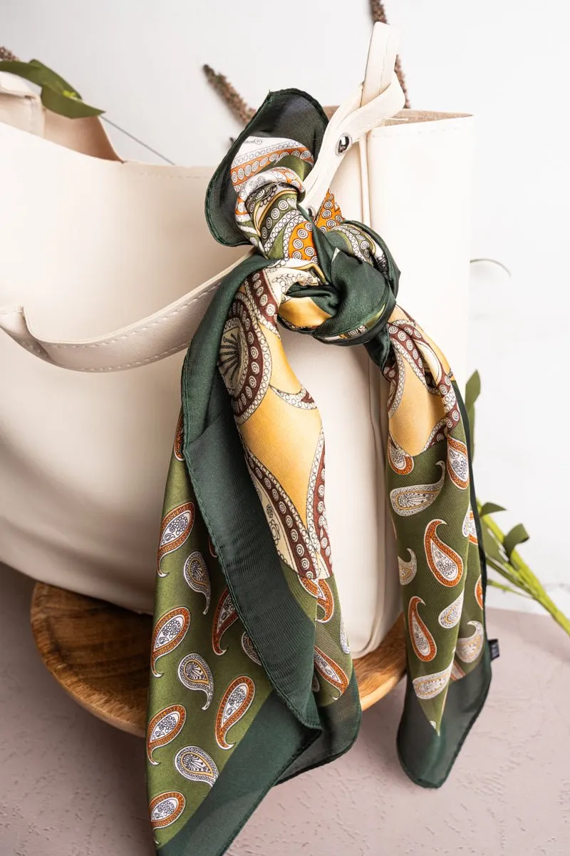 Twist In The Wind Black Square Satin Scarf