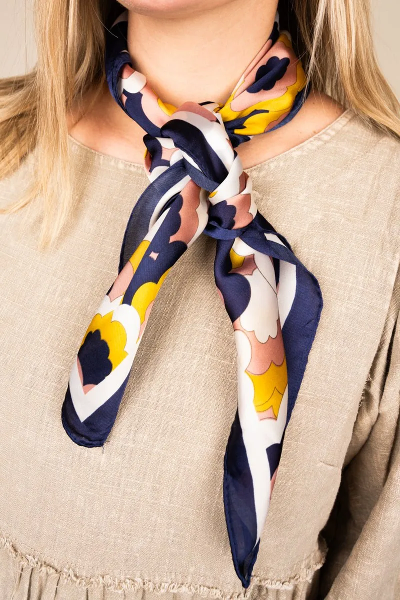 Twist In The Wind Black Square Satin Scarf