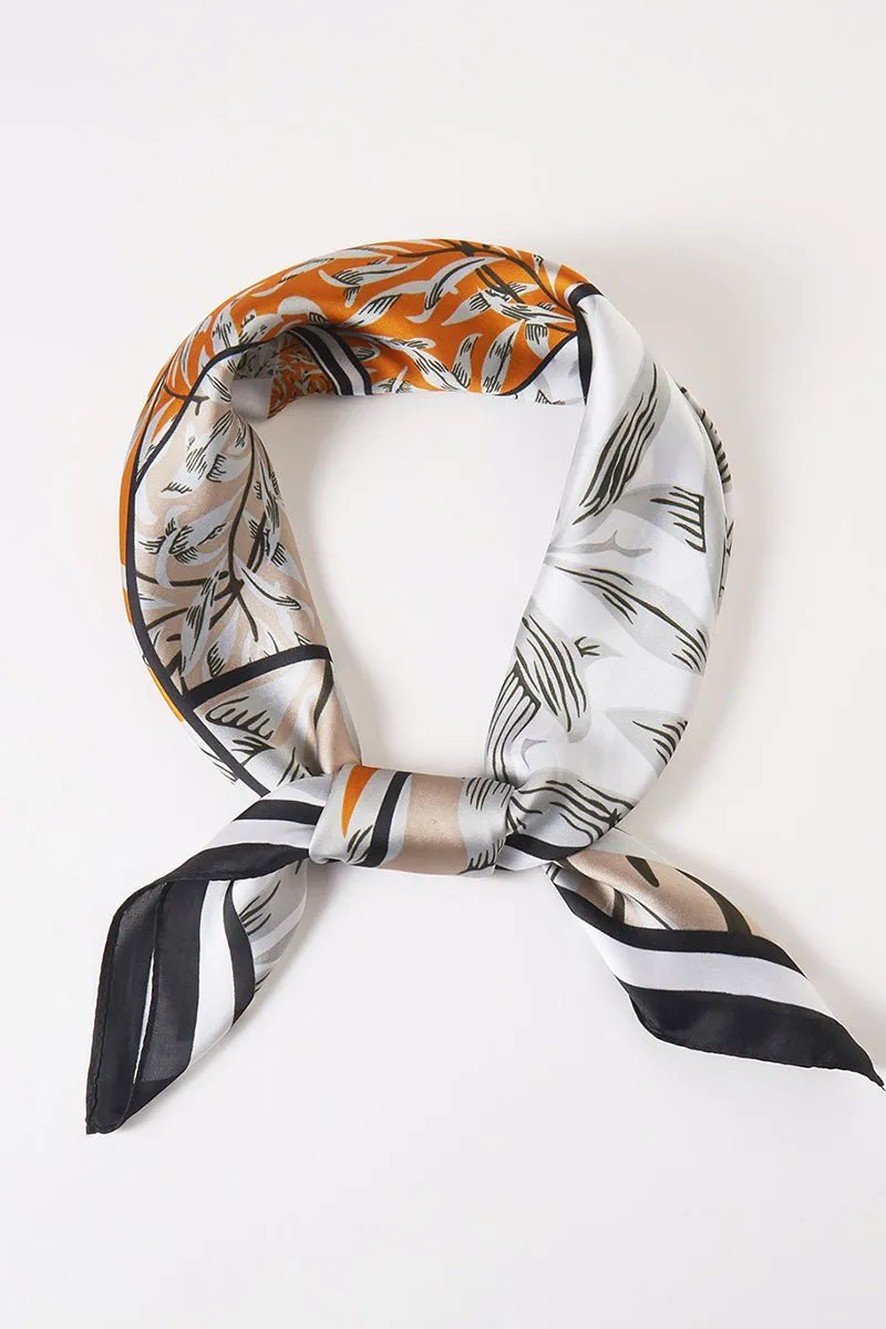 Twist In The Wind Black Square Satin Scarf