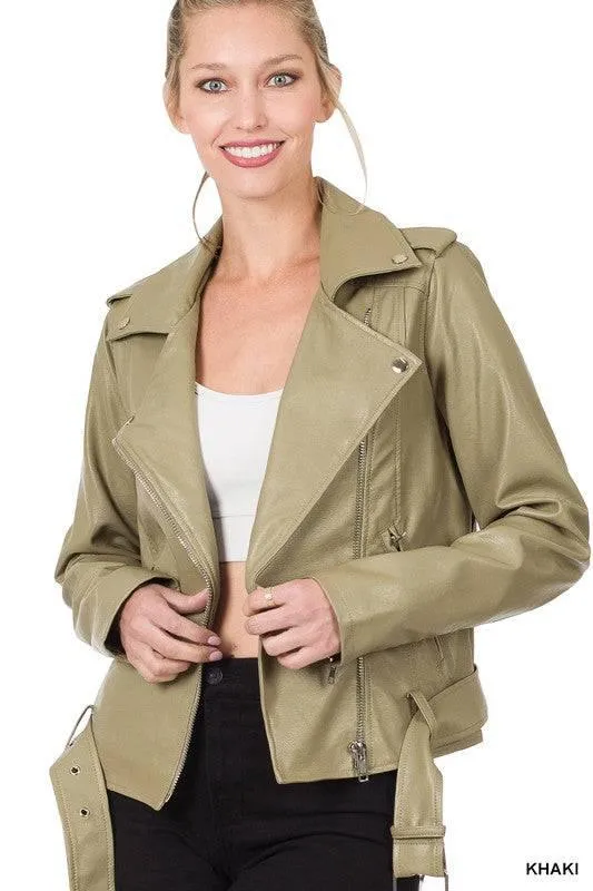 VEGAN Leather Moto Biker Jacket