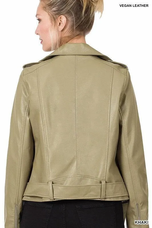 VEGAN Leather Moto Biker Jacket