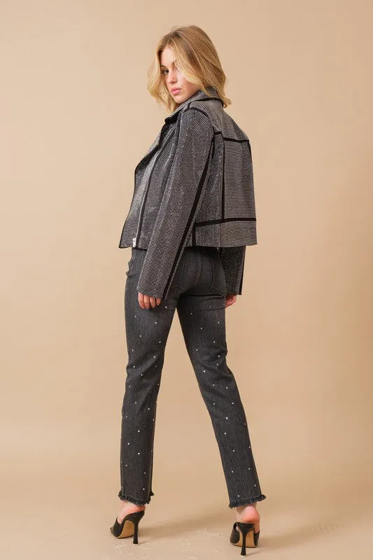 Wild Ride Crystal Studded Moto Jacket