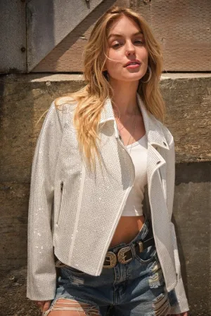 Wild Ride Crystal Studded Moto Jacket