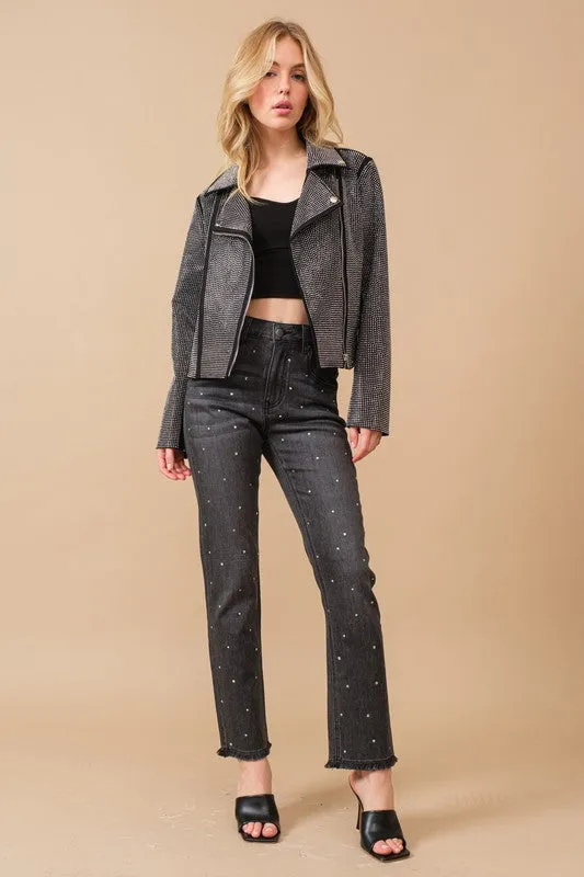 Wild Ride Crystal Studded Moto Jacket