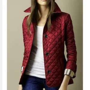 Womens Quilted Coat  Lightweight  Tailored Fit  Button Front  Hip Length
