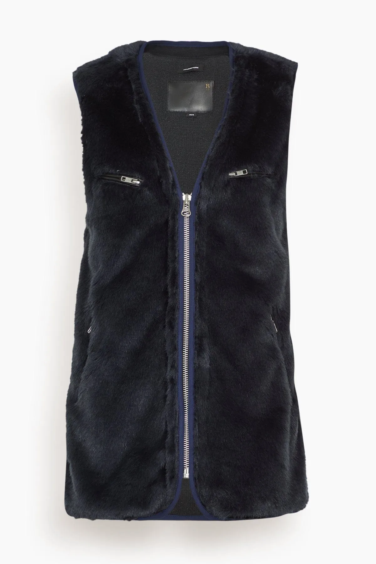Zippered Faux Fur Vest in Midnight